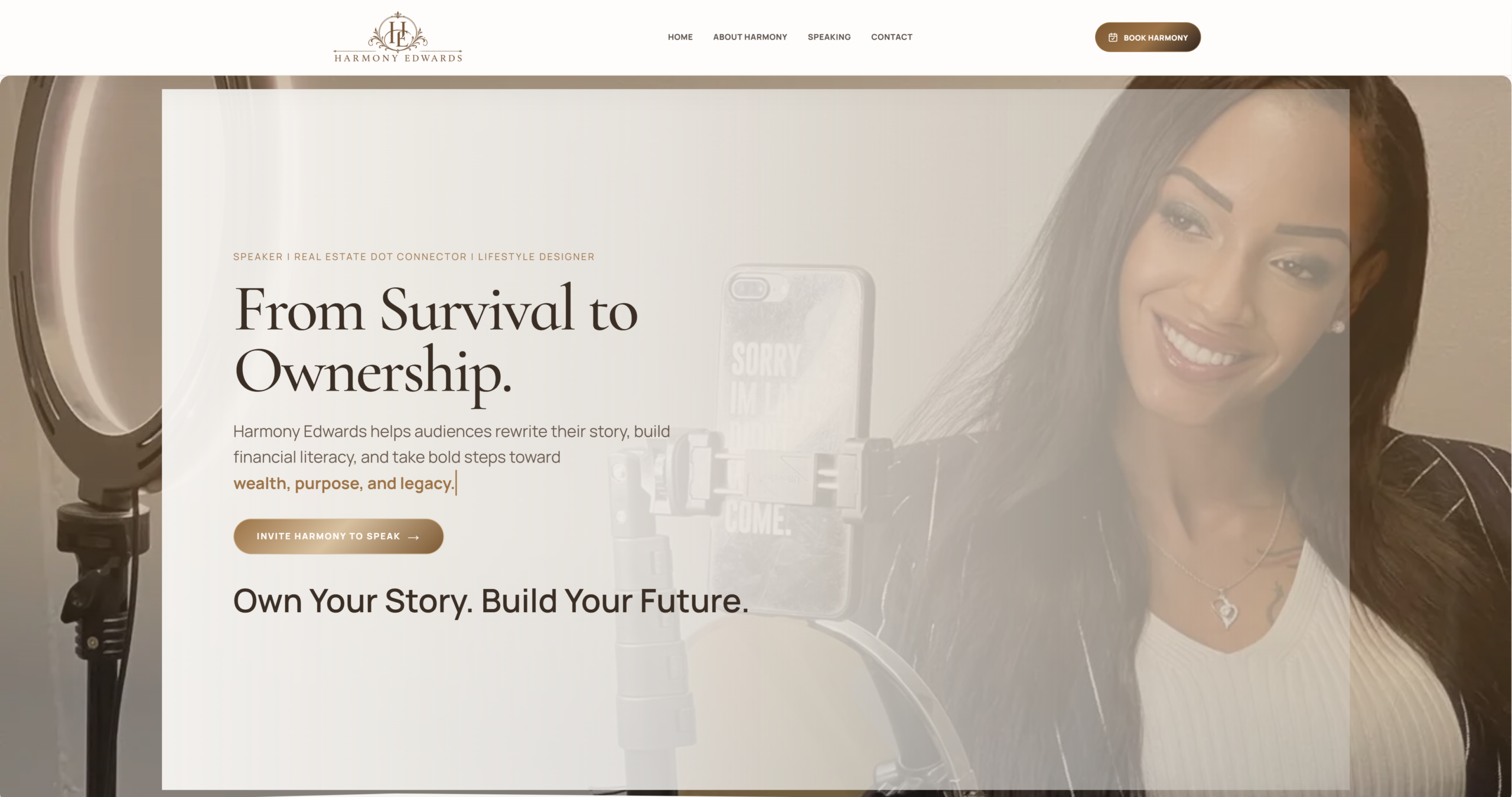 Harmony Edwards website project screen one
