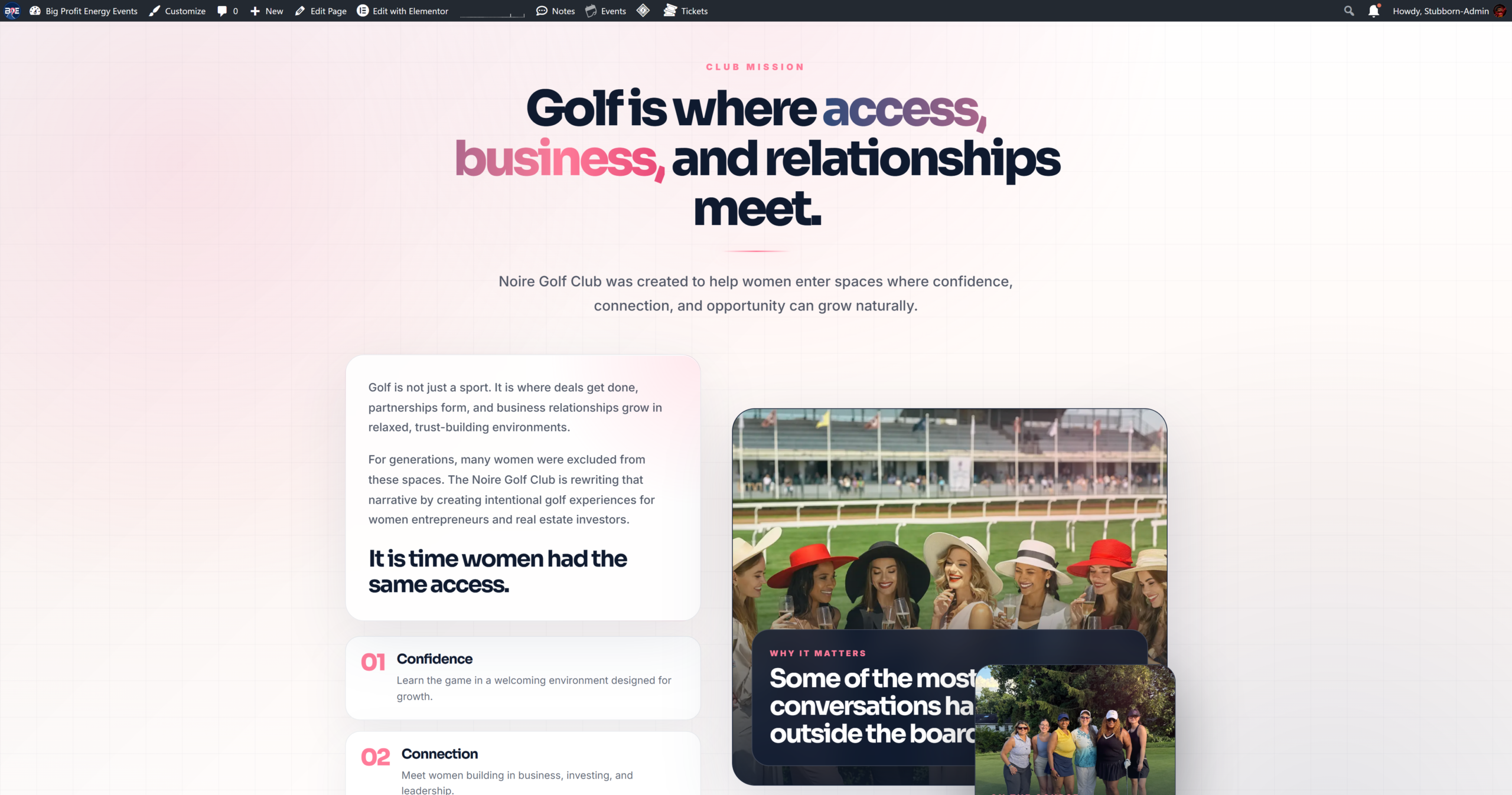 BPE Events website project screen five