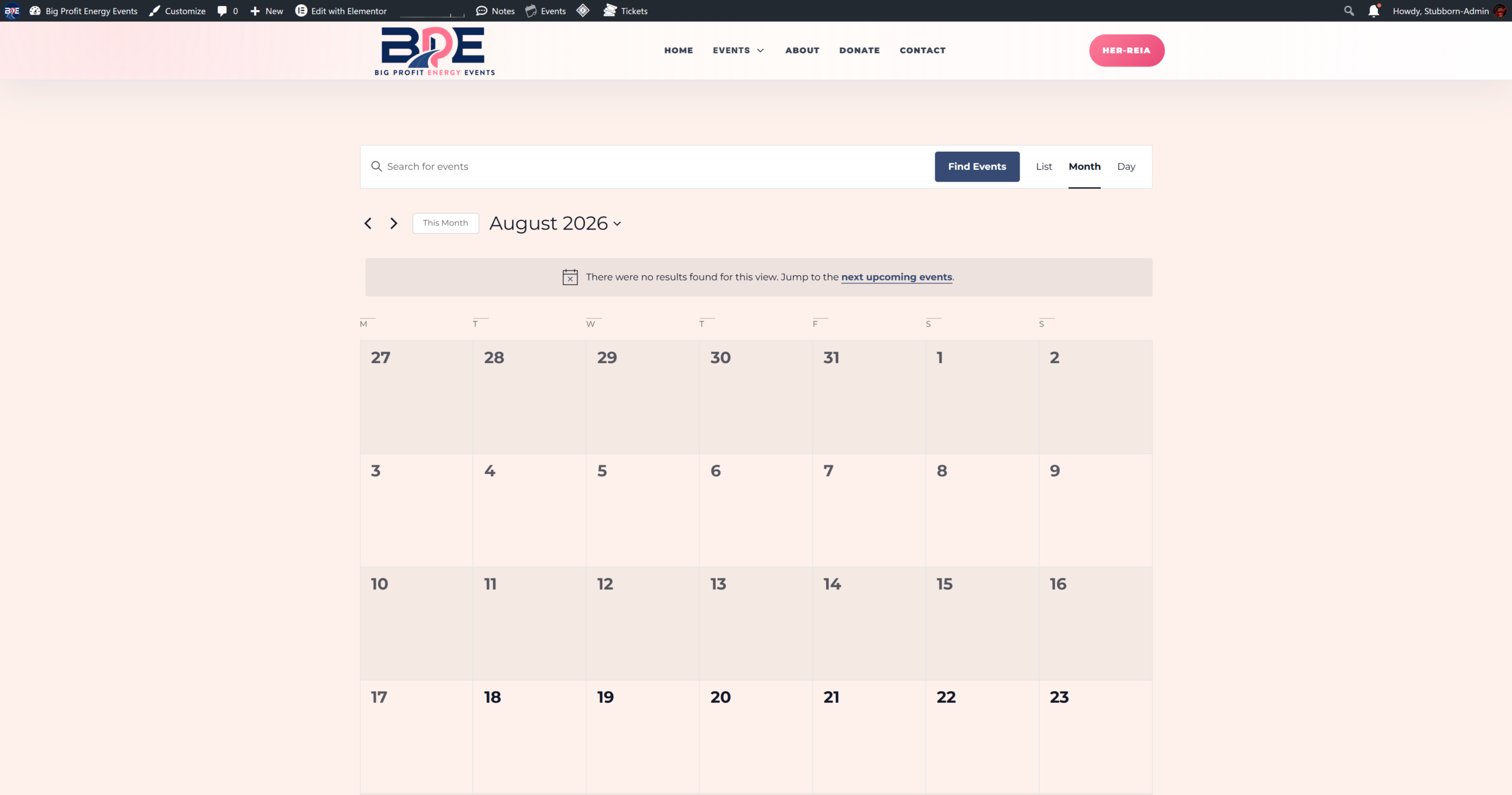 BPE Events website project screen four