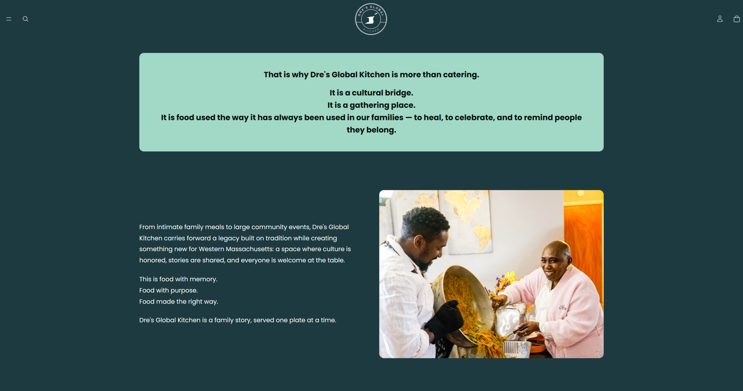 Dre's Global Kitchen website project screen three