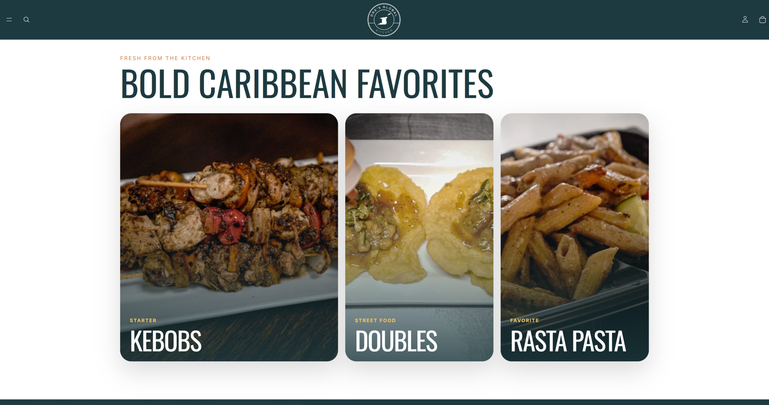 Dre's Global Kitchen website project screen two
