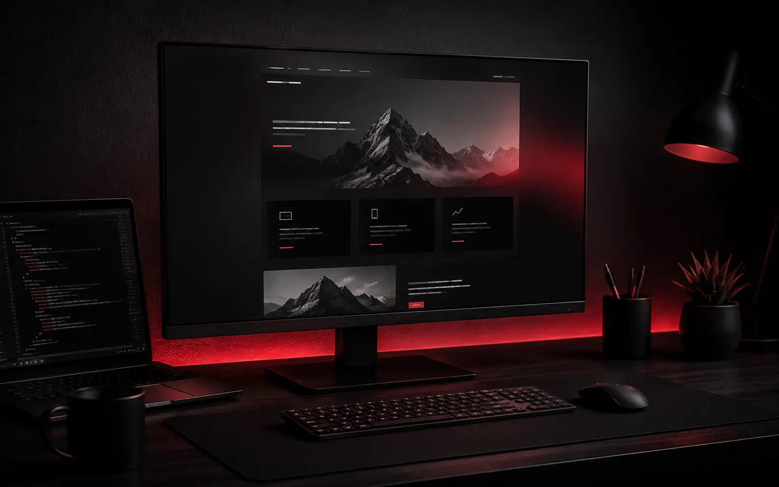 Stubborn Ibex Studios web design workstation displaying a website project