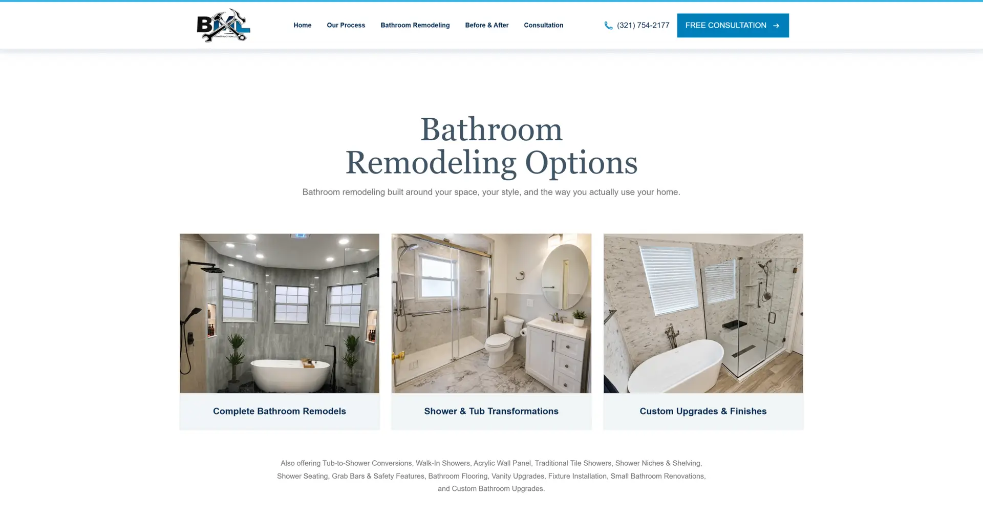 BML Bathroom Remodeling Section