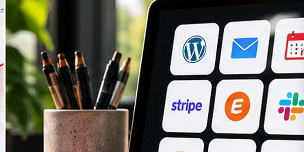 Connected digital business tools shown on a computer screen